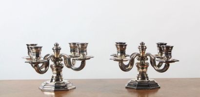 GALLIA. Pair of candelabras with four lights,...