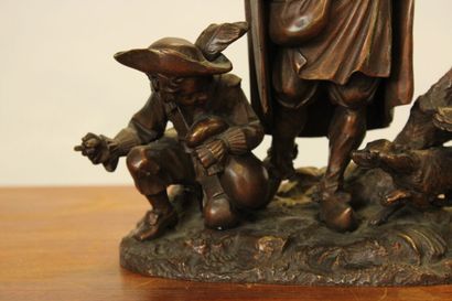 null In the taste of the XVIIIth century. Musician and his companion, bronze with...