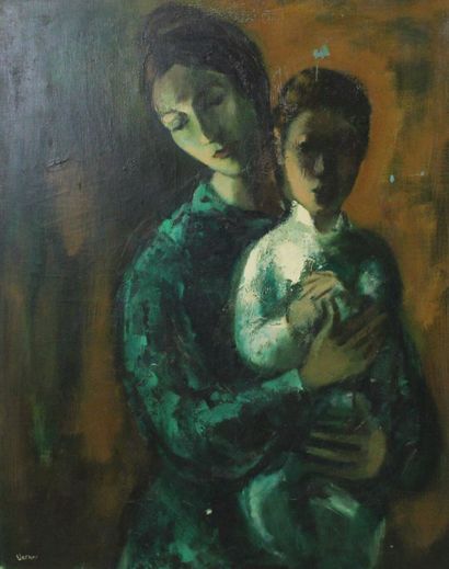 null Joseph WERNER-BAER known as VERNER (1923-1991)
Portrait of a woman and child,...