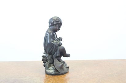null Enfant au chevreau, bronze à patine brune, XIXème siècle. Dimensions : 18 x...