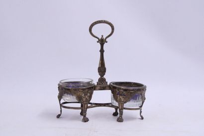 null Paire de salière en argent 1er tire poinçon au coq (1809-1819) avec ses salerons...