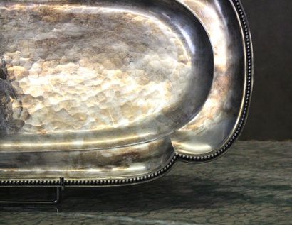 null Jean DESPRES (1889-1980)
Silver plated tray of contoured form, girdled with...
