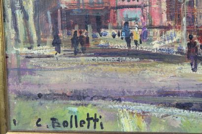null César BOLLETTI (1915-1995) Meeting of two oil on canvas: 
La place Massena à...