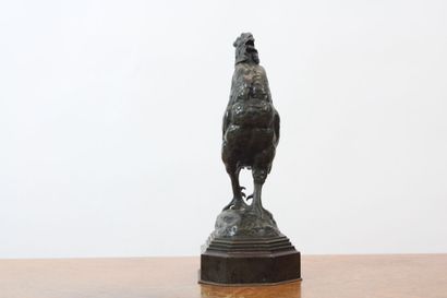 null Antoine Louis BARYE (d'après)
Le coq chantant, bronze sur son socle en marbre,...