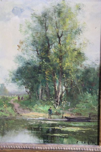 null C. LORIN (1815-1882).
Landscape with a sinner, oil on canvas, signed lower right....
