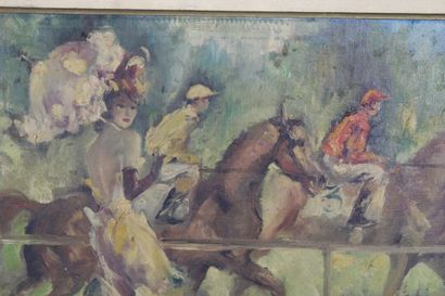 null School of the XXth century
Horse races, oil on canvas, signed lower right. Size...