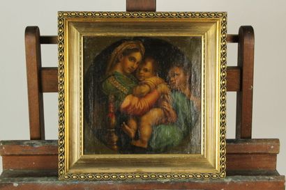 null After Raphael 
Virgin and Child and Saint John the Baptist, oil on canvas. 19th...