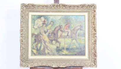 null School of the XXth century
Horse races, oil on canvas, signed lower right. Size...