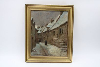 null François GUEHO (1881-1952)
The village under the snow. Oil on cardboard signed...