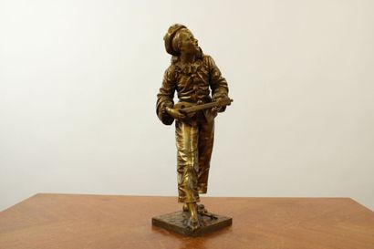 null BOURET Eutrope (1833-1906)
"Pierrot : au clair de la lune" bronze à patine brune,...