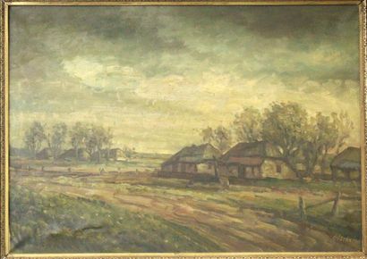 null Flemish school of the XXth century.
Landscape, oil on canvas, signed lower right....