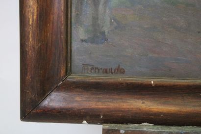 null Augustin FERRANDO (1880-1957). 
Market scene, oil on panel. Dimensions : 66...