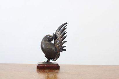 null École du XXème siècle
Sculpture en forme de coq en bronze à patine brune formant...