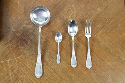 null ERCUIS. Household silver plated metal including: 1 ladle, 9 coffee spoons, 12...