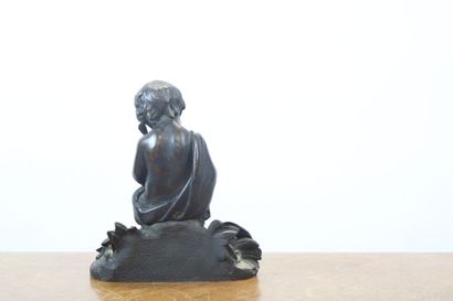 null Child with a kid, bronze with brown patina, 19th century. Dimensions : 18 x...