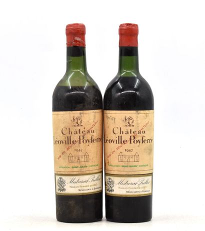 null 2 bottles of Château Léoville Poyferré 1947.
Level: -6 and -4.5 cm under the...