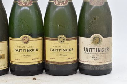 Réunion de 6 bouteilles de Champagne comprenant : 3 old bottles Champagne Taittinger...