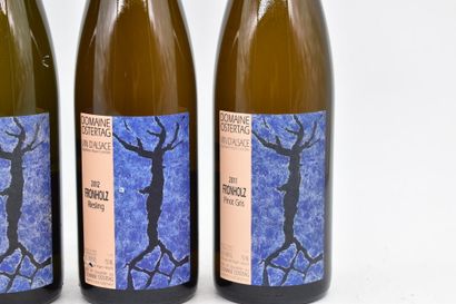 4 bouteilles Alsace comprenant : 1 bottle Riesling Fronholz 2011, Domaine Ostertag....