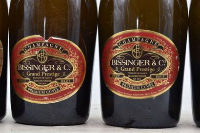Réunion de 6 bouteilles de champagne comprenant : - 4 bottles of Champagne Bissinger...