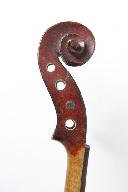 null French 3/4 violin with the famous Vosges label. Broken fingerboard. One-piece...