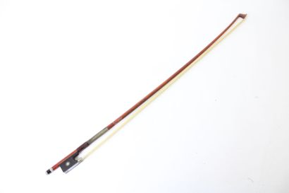 null Set of 2 violin bows. 1 bow 3/4 by Ary France signed in pernambour mounted nickel...
