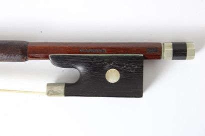 null 4/4 violin bow marked C.A HOYER, Germany circa 1970, pernambuco, ebony frog,...