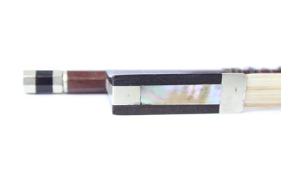 null Set of 2 violin bows. 1 bow in nickel silver bee from the workshop of Prosper...