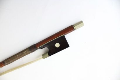 null Set of 2 violin bows. 1 bow in nickel silver bee from the workshop of Prosper...