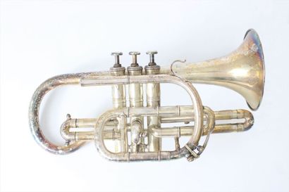 Silver plated horn by François Besson, made...