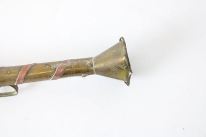 null A dismountable Berber horn in copper, brass and nickel silver, nicely decorated....