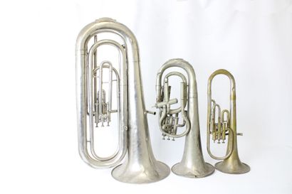 Lot of three saxhorns, alto, bass and double...