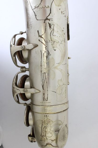 null Tenor saxophone by Pierret in Paris, signed on the bell (a small dent on the...