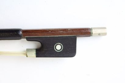 null Violin/viola bow of the Mirecourt school, in beehive mounted nickel silver....