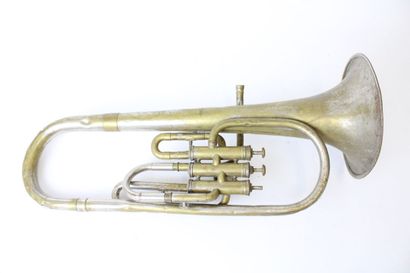 null Lot of three saxhorns, alto, bass and double bass signed respectively, "Hug...