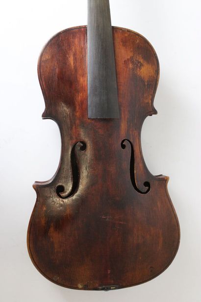 null Amateur 4/4 violin made from a Mirecourt headstock late 19th century, bearing...