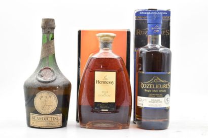 null 1 bottle of COGNAC HENNESSY, fine cognac. (with case).
Joined 1 bottle of Rozelieures...