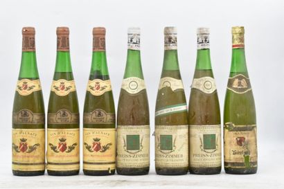 7 bouteilles Vins d'Alsace comprenant : 3 bottles Gewurztraminer 1977, Preiss-Zimmer
Levels...