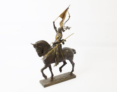 null Emmanuel FREMIET (1824-1910)
Jeanne d'Arc à cheval", bronze à patine brune,...