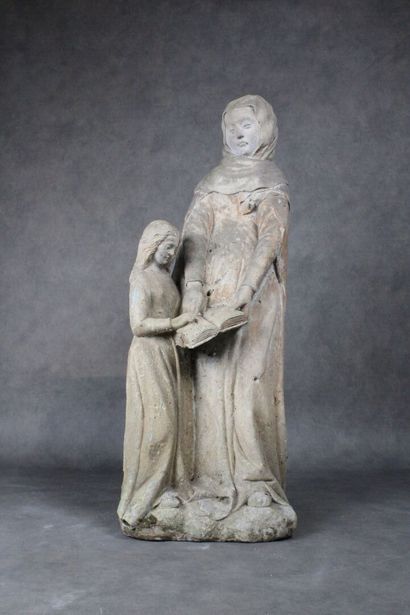 null École du XVIème siècle
Sainte Anne enseignante, sculpture en pierre calcaire...