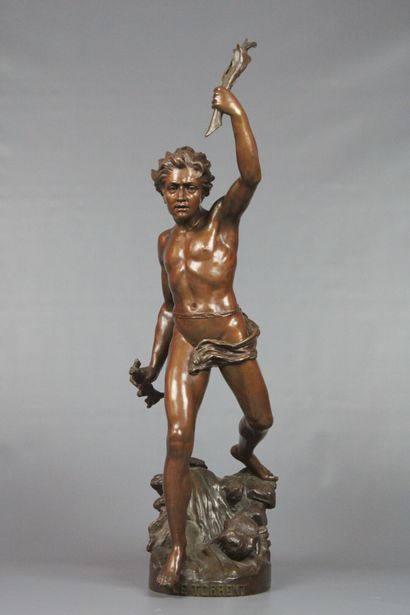 null Jean-Bernard DESCOMPS (1872-1948)
Le Torrent, sculpture en bronze à patine médaille...