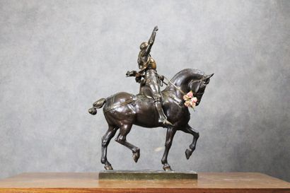 null Emmanuel FREMIET (1824-1910)
Jeanne d'Arc à cheval", bronze à patine brune,...