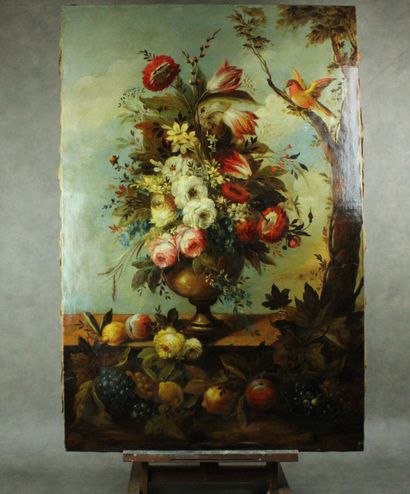 null École lyonnaise du XVIIIème siècle
Nature morte à l'oiseau, huile sur toile....