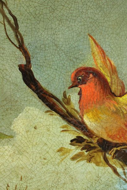 null École lyonnaise du XVIIIème siècle
Nature morte à l'oiseau, huile sur toile....