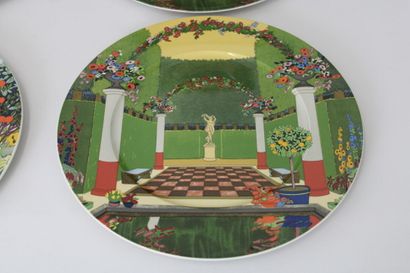 null VILLEROY & BOCH. 
Modèle "Jardins Français". Ensemble de douze assiettes en...