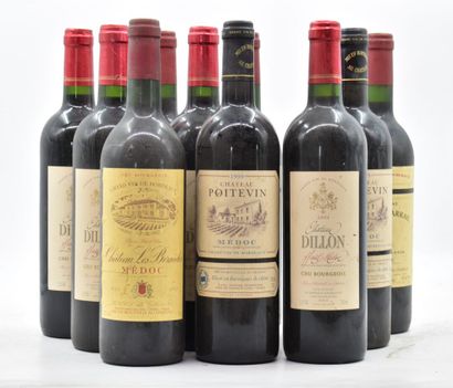Assortiment de 10 bouteilles de vins du Médoc : HAUT-MEDOC - Château Dillon
2004...