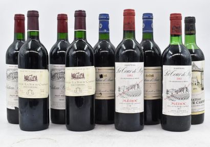 Assortiment de 9 bouteilles de vins du Haut-Médoc : HAUT-MEDOC - Cru Bourgeois -...