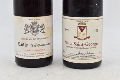 Assortiment de 2 bouteilles de vins de Bourgogne : RULLY (Rouge) - Les Chaponnières...