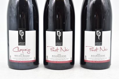 Assortiment de 3 bouteilles de vins du Mâconnais : MÂCON (Rouge) - Chapaize - Domaine...