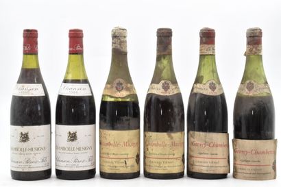 Assortiment de 6 bouteilles de vins de la Côte de Nuits :  