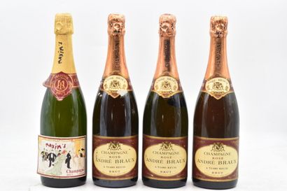 Assortiment de 4 bouteilles de vins de Champagne :